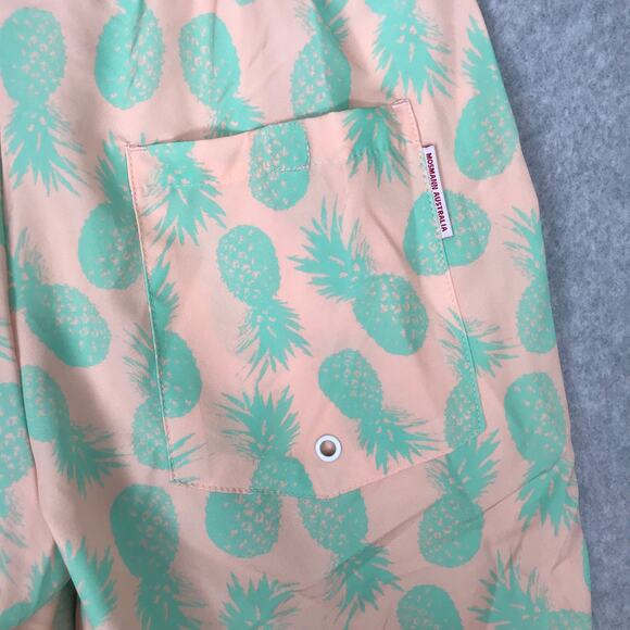 Mossman Australia Swim Trunk Small Peach Stretch Pineapple Volley Board 6 Inseam - Picture 8 of 11